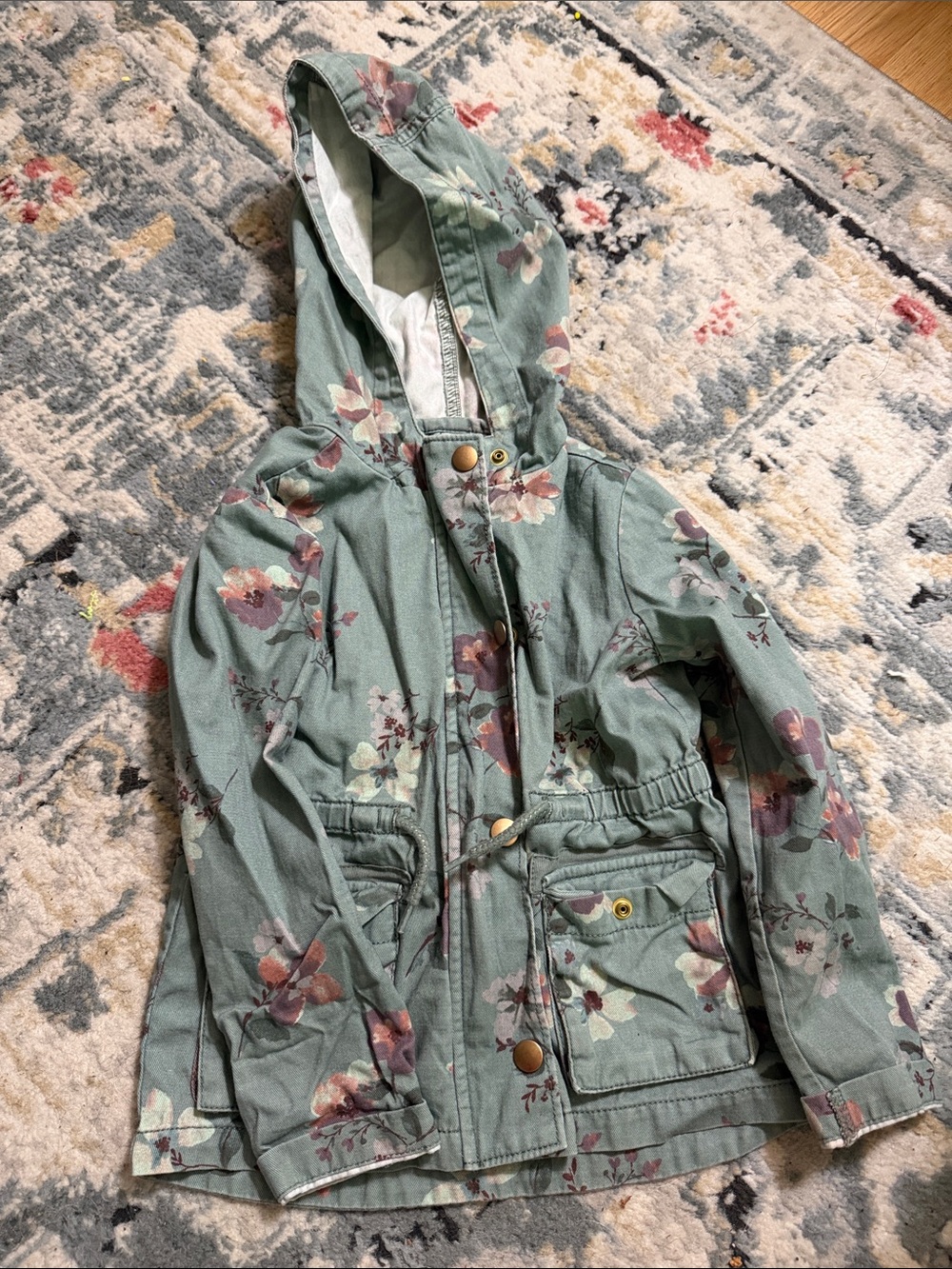 OshKosh B'gosh Sage Green Floral Hooded Raincoat